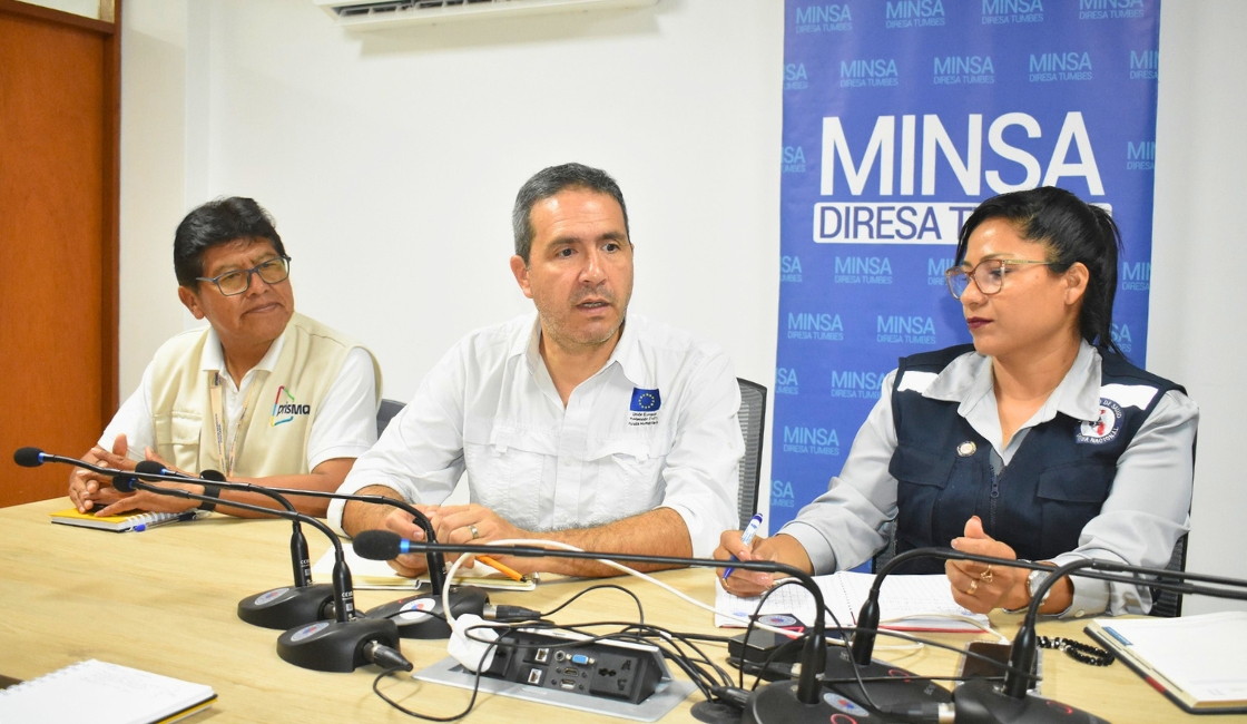 Representantes de la Unión Europea, Prisma ONG e International Rescue Committee en reunión con DIRESA Tumbes para fortalecer el proyecto ECHO ASTRAL y la salud de migrantes.