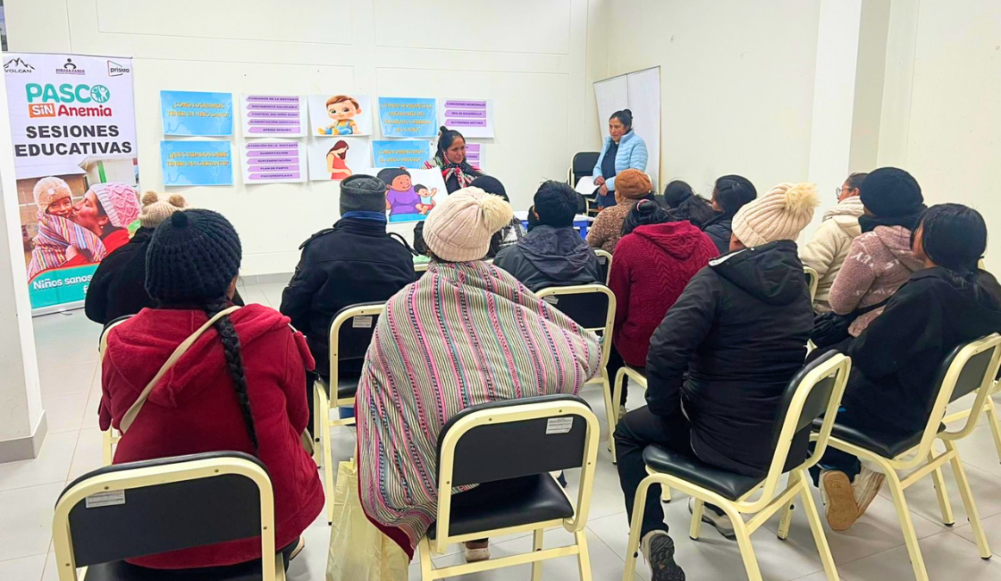 Sesión educativa del proyecto Pasco Sin Anemia con familias de Paragsha